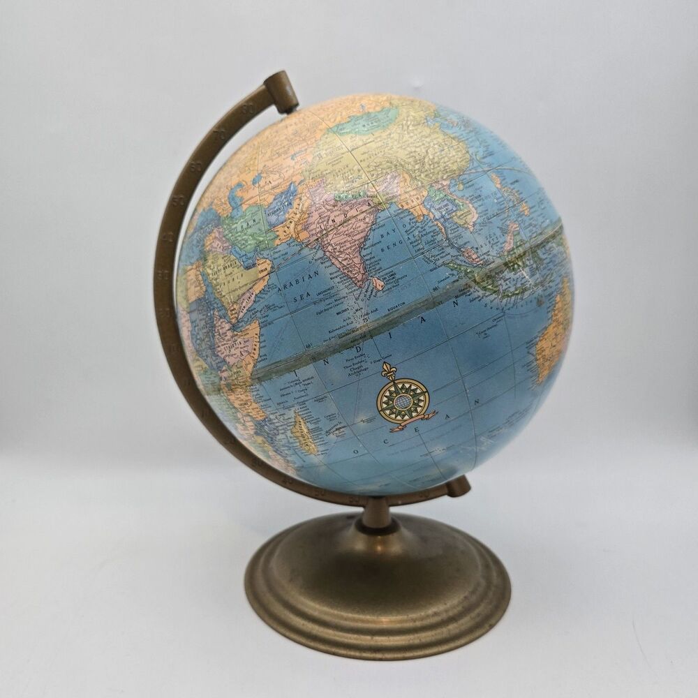 Cram's Imperial 12 Inch World Globe With Metal Base George F. Cram Co